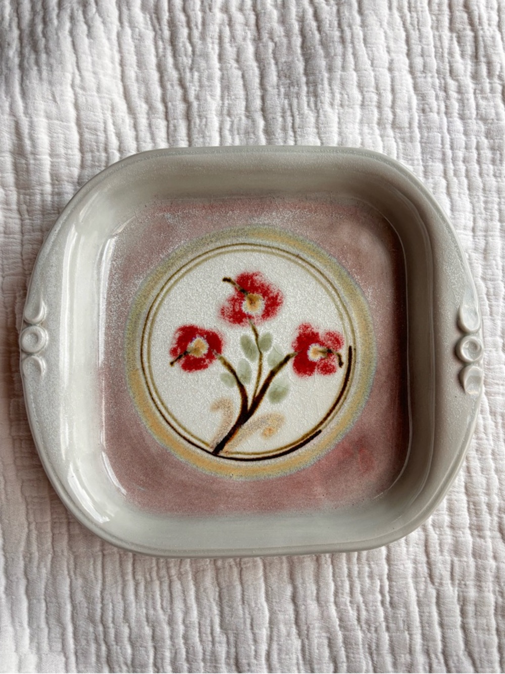 Ceramic Tray With Floral Glaze Design